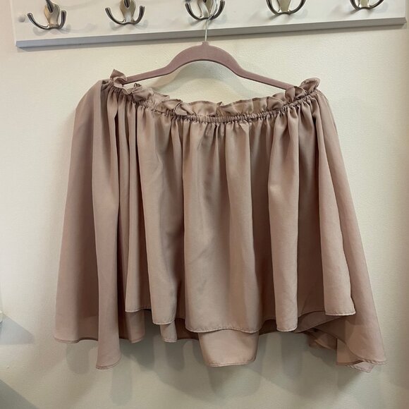 Light Brown/Tan Crop Off-the-shoulder Top (XS) - Picture 3 of 3